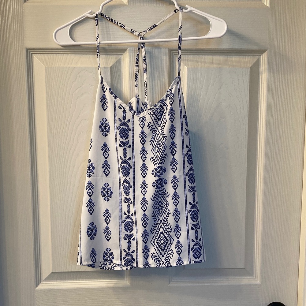 Hollister Blue and White Patterned Camisole